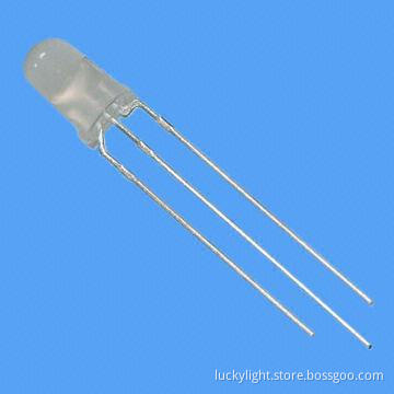 3mm Round Bi-color 3-pin LED Lamp, 625nm Hi-efficiency Red